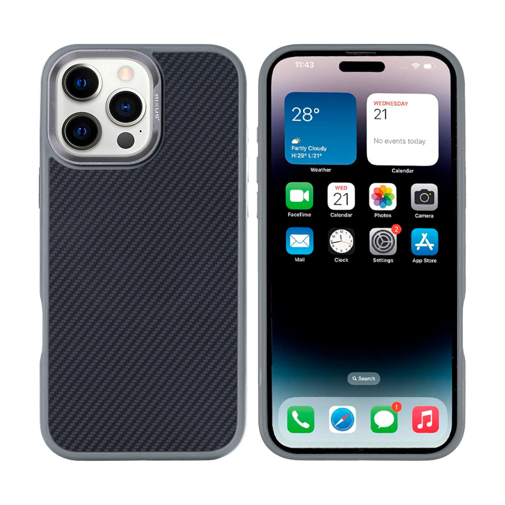 Rixus Mag Carbon With MagSafe Compatible For Apple iPhone 16 Pro Max Titanium Grey