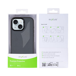 Rixus Mag Carbon Met MagSafe For Apple iPhone 15 Plus Titanium Zwart