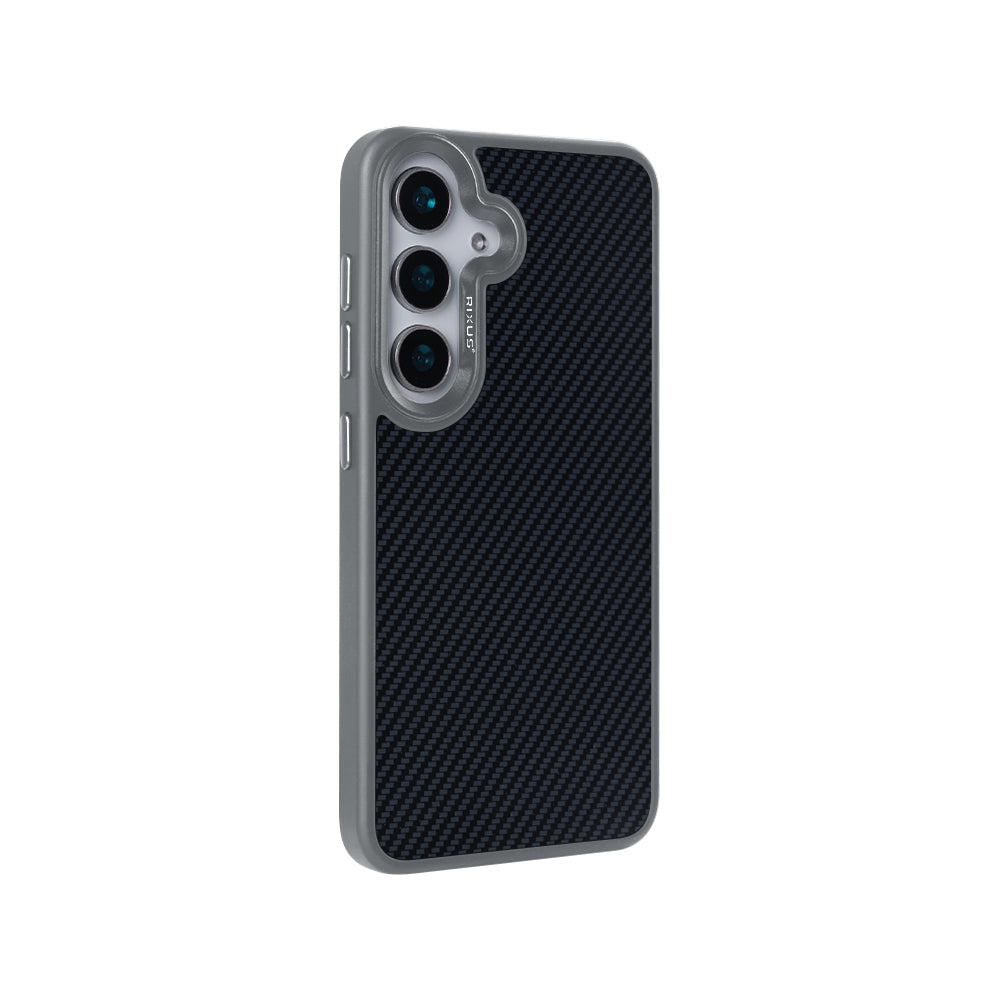 Rixus Mag Carbon With MagSafe Compatible For Samsung Galaxy S25 Titanium Grey