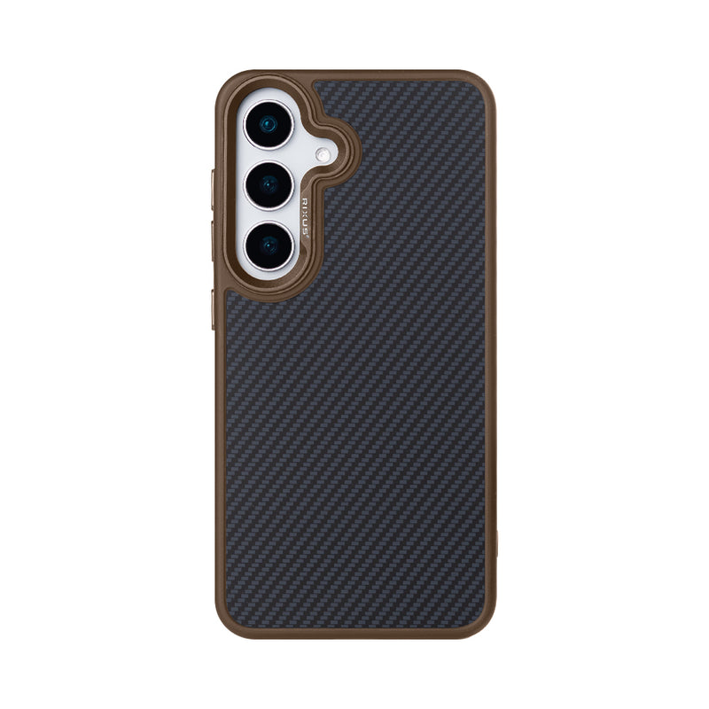 Rixus Mag Carbon With MagSafe Compatible For Samsung Galaxy S25 Brown