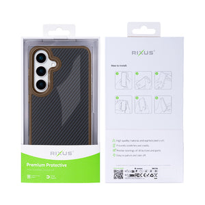 Rixus Mag Carbon With MagSafe Compatible For Samsung Galaxy S25 Brown