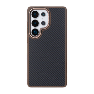 Rixus Mag Carbon With MagSafe Compatible For Samsung Galaxy S25 Ultra Brown