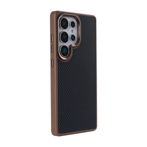 Rixus Mag Carbon With MagSafe Compatible For Samsung Galaxy S25 Ultra Brown
