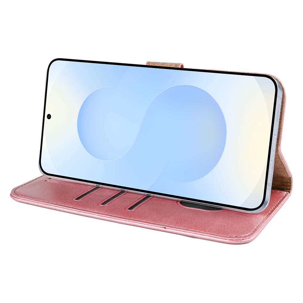 Rixus Boekenhoesje Voor Samsung Galaxy S25 Edge Roze