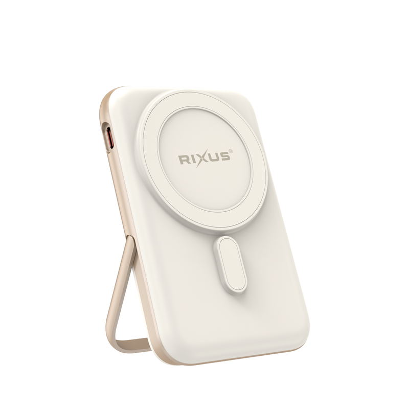 Rixus RXPB37 draagbare magnetische powerbank 10000 mAh met standaard roségoud
