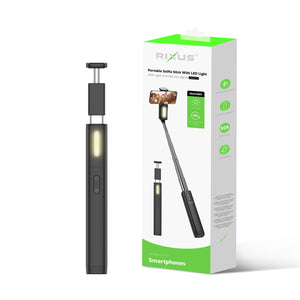 Rixus RXSF31 Geïntegreerde Selfie Stick Met LED Verlichting Zwart