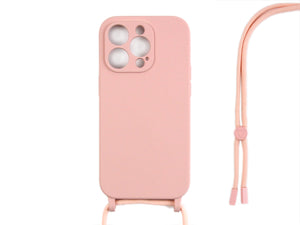 Capa TPU com fio For Apple colar da Rixus For Apple iPhone 14 Pro cor-de-rosa