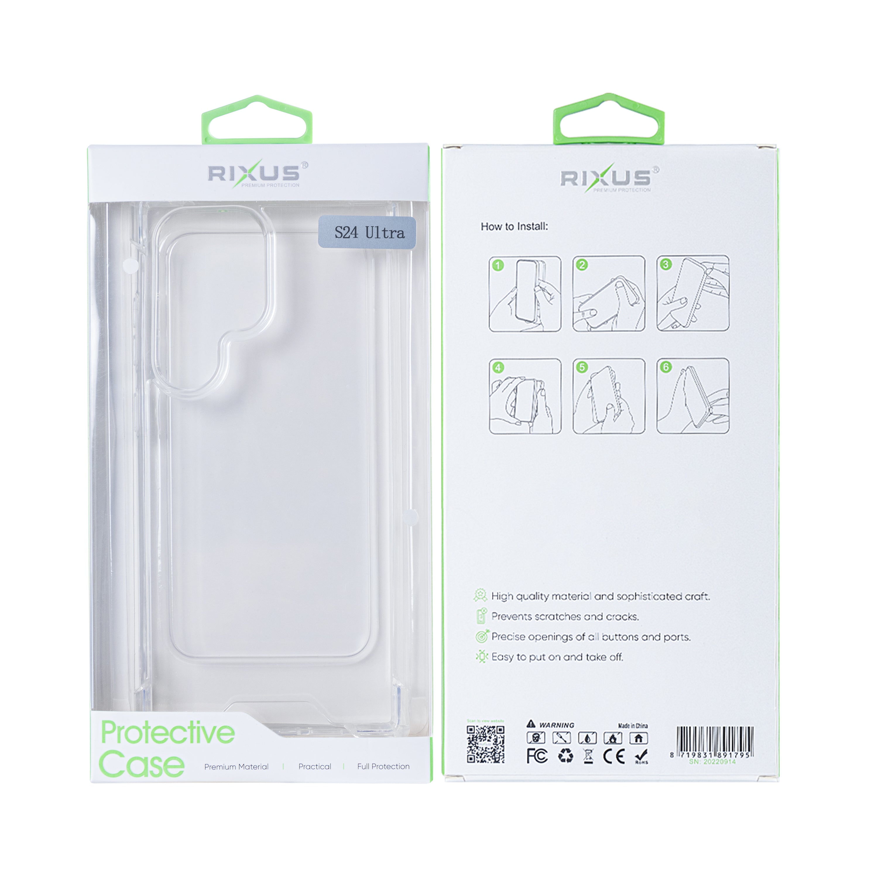 Capa anti-explosão Rixus para Samsung Galaxy S24 Ultra 5G Transparente