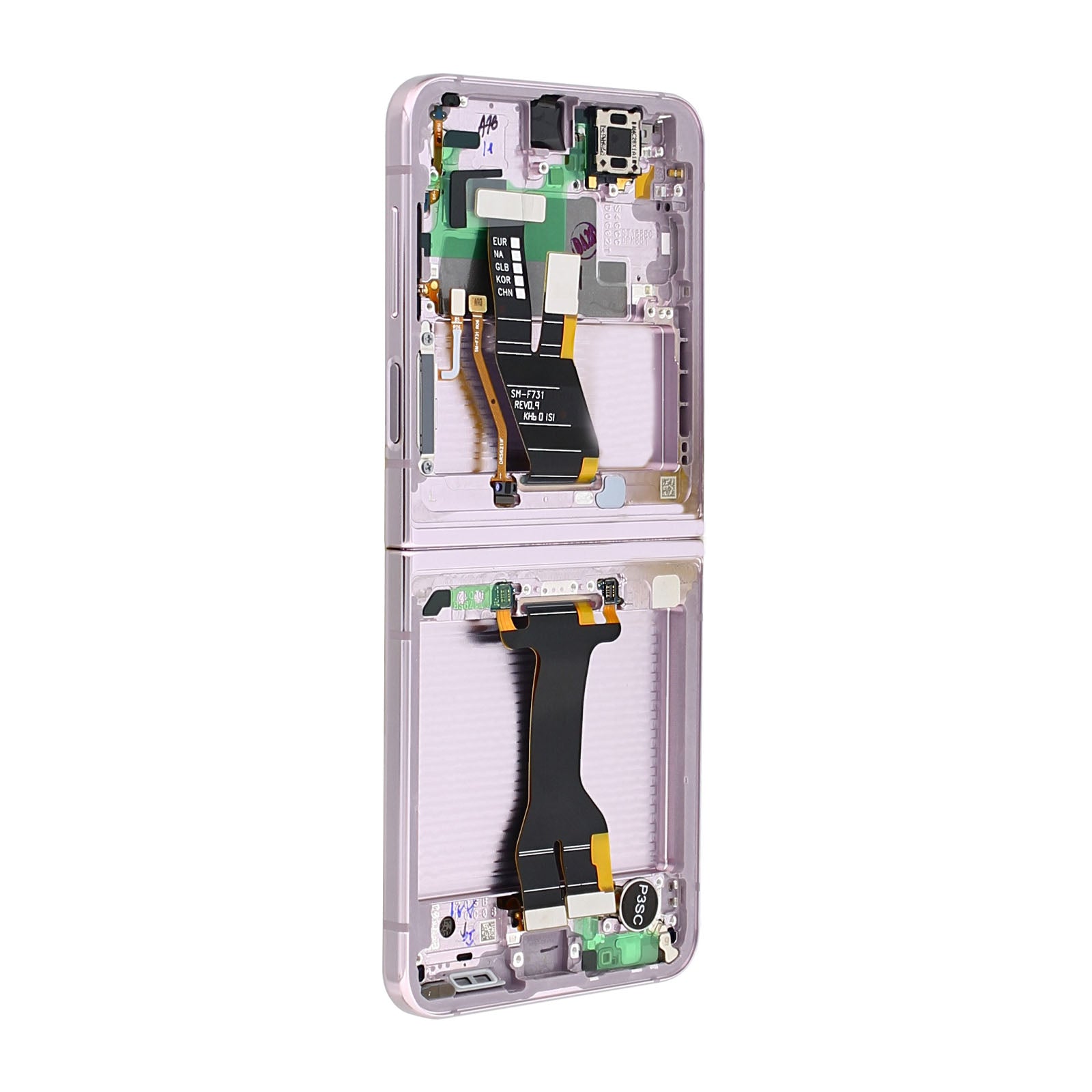 Samsung Galaxy Z Flip5 F731B Ecrã principal e digitalizador com moldura Lavender Service Pack