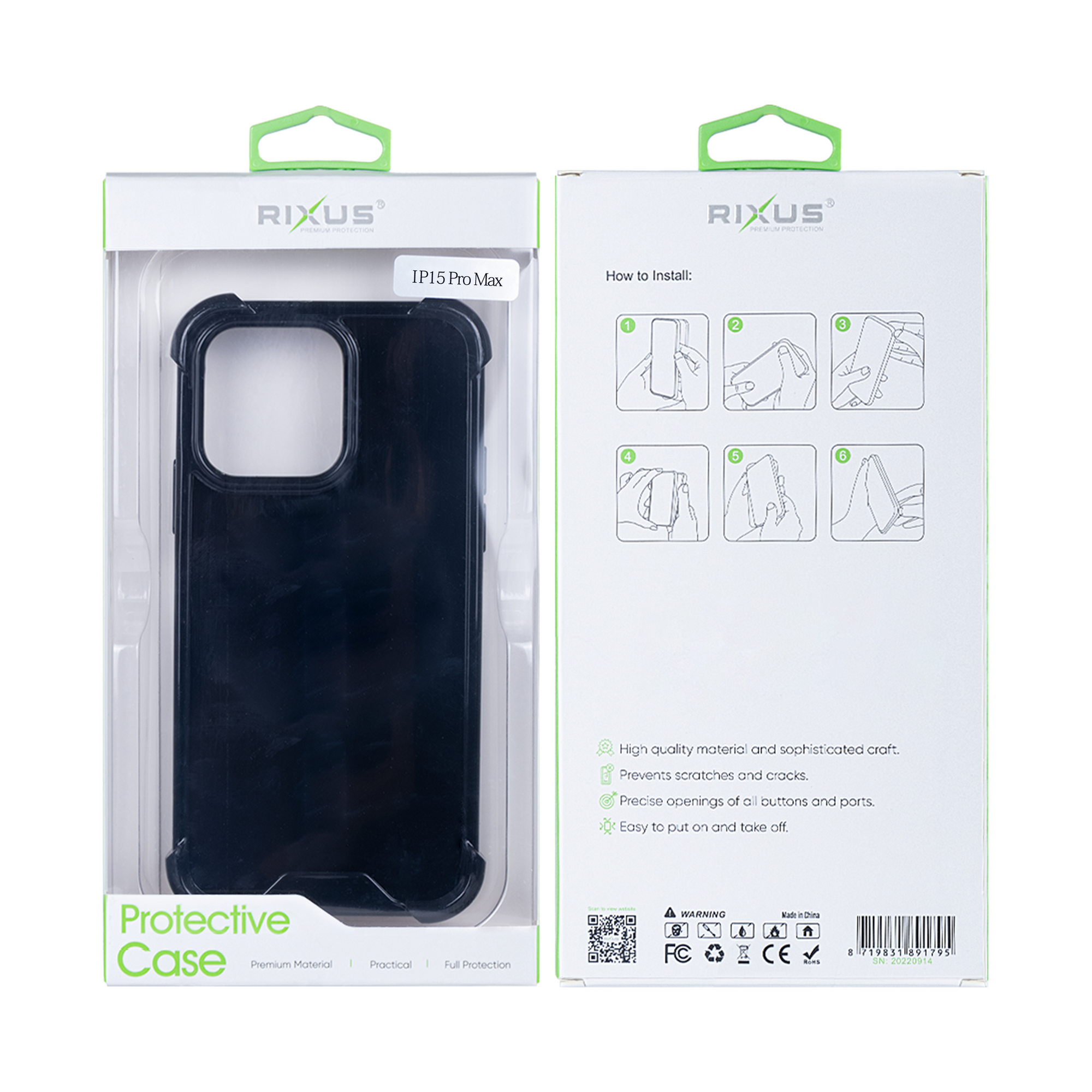 Capa Rixus Anti-Burst For Apple iPhone 15 Pro Max Preto