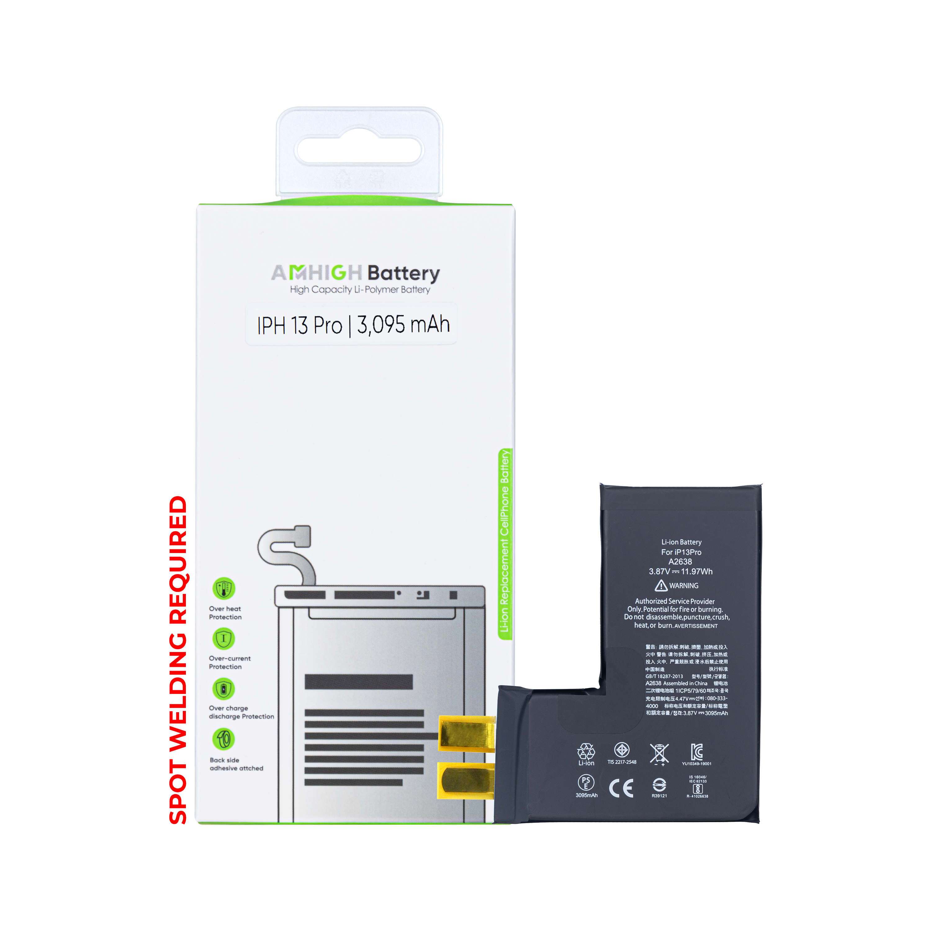 For Apple bateria For Apple 13 Pro (soldagem por pontos necessária) Sem BMS/IC OEM
