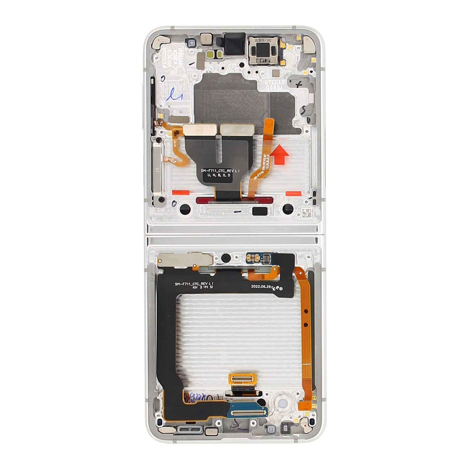 Samsung Galaxy Z Flip3 F711B Ecrã principal e digitalizador com moldura Prata personalizada Pacote de serviços