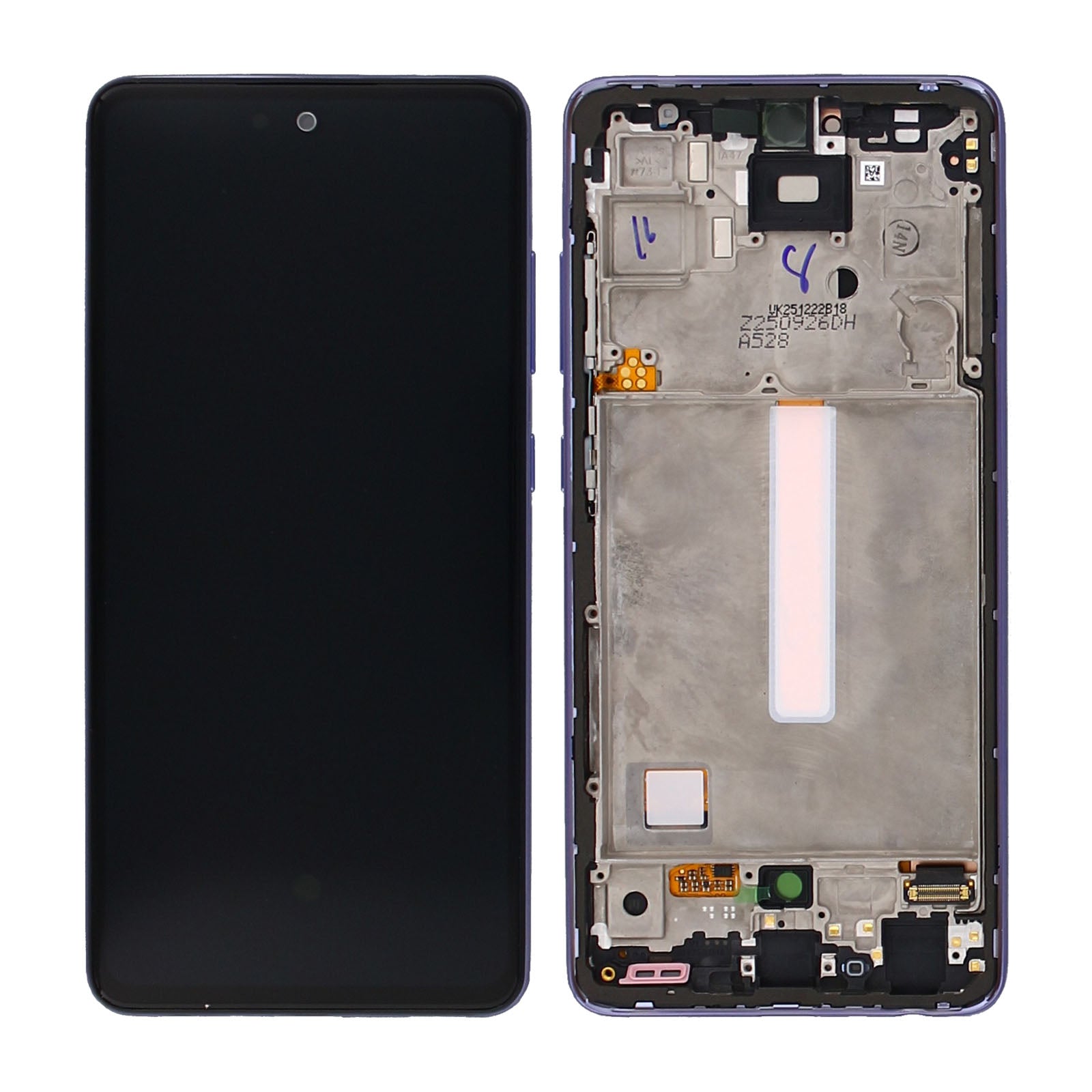 Samsung Galaxy A52 A525F, A52 5G A526B Ecrã e digitalizador com moldura Pacote de assistência violeta fantástico