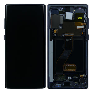 Samsung Galaxy Note 10 N970F Ecrã e digitalizador com moldura Aura Black Service Pack