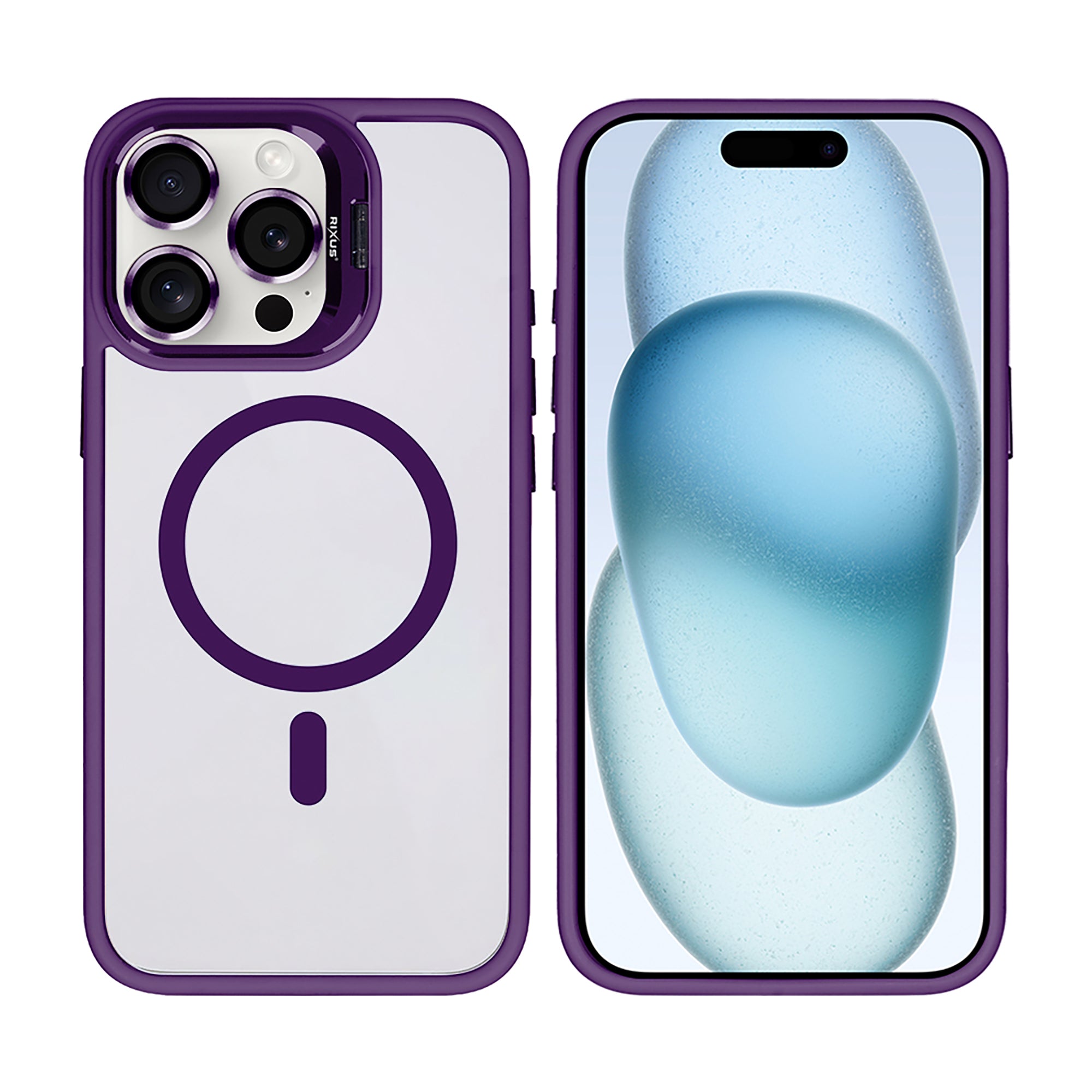 Rixus Classic 03 Case With MagSafe Compatible For Apple iPhone 15 Pro Deep Purple