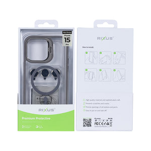 Rixus Classic 03 Case With MagSafe Compatible For Apple iPhone 15 Pro Titanium Grey