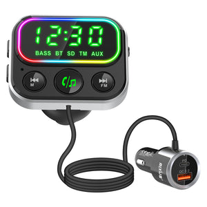 Rixus RXBT55 Transmissor FM Bluetooth 2 em 1 e adaptador para automóvel Preto