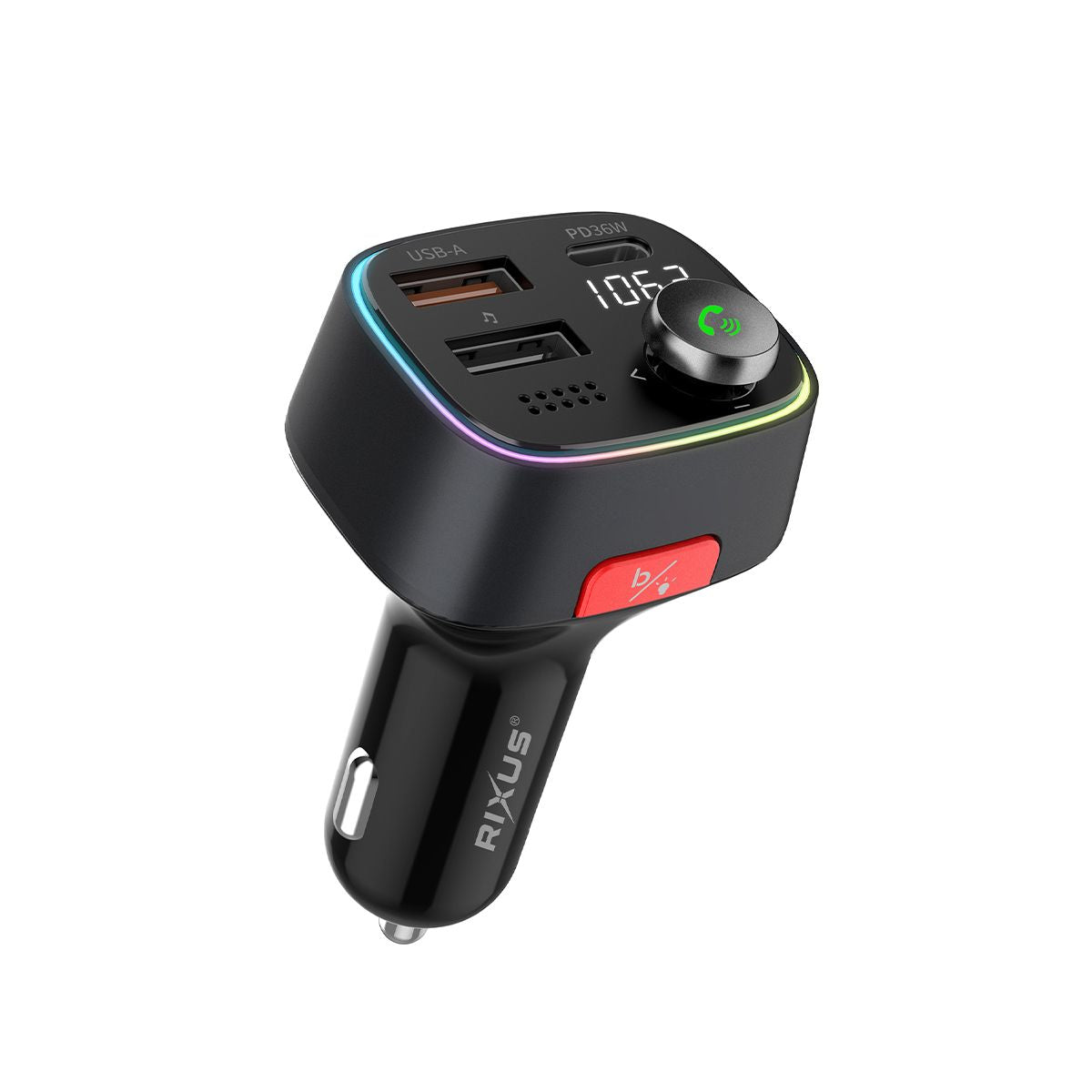 Rixus RXBT28 Transmissor FM Bluetooth para automóvel Preto