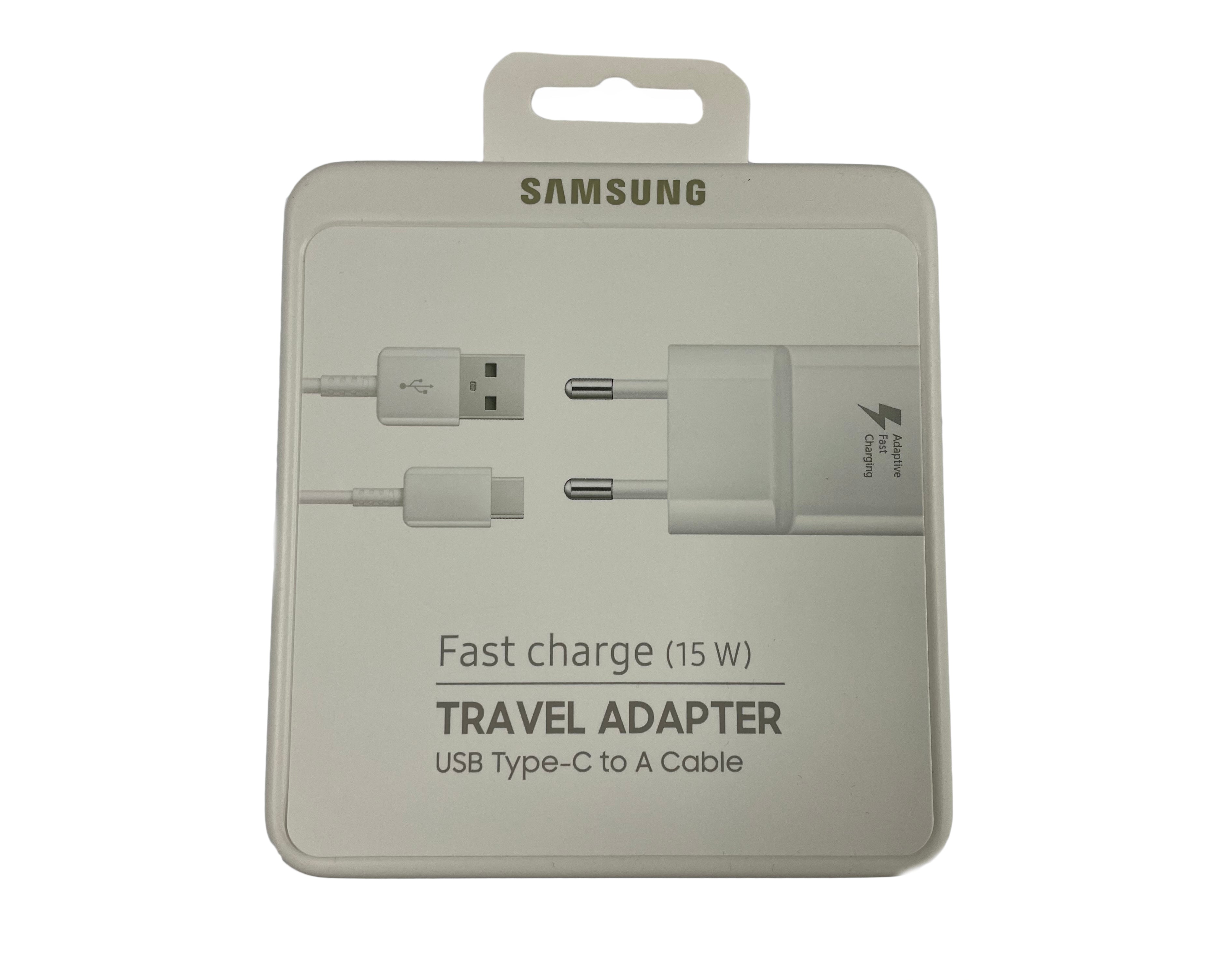 Samsung Fast Charger USB-A 15W With USB-A To USB-C Cable White Original Retail Box