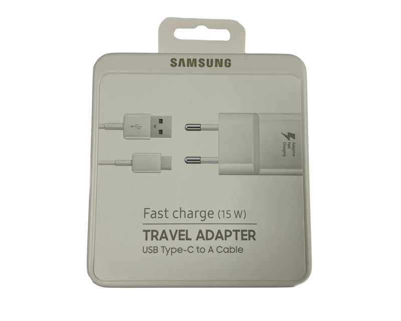 Samsung Fast Charger USB-A 15W With USB-A To USB-C Cable White Original Retail Box