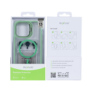 Rixus Classic 03 Case With MagSafe Compatible For Apple iPhone 13 Pro Max Light Green