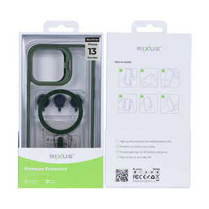 Rixus Classic 03 Case With MagSafe Compatible For Apple iPhone 13 Pro Max Dark Green