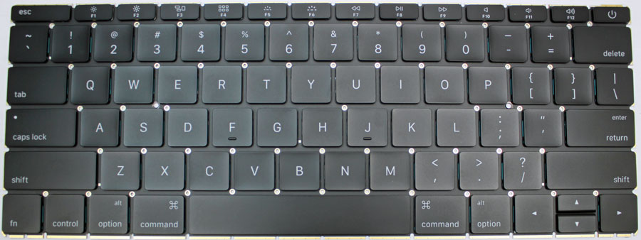 For Apple (2016) A1534 Teclado EUA Preto Retirado