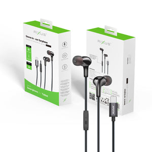 Rixus RXHD27L Stereo In-Ear Lightning Connector Wired Earphone Black