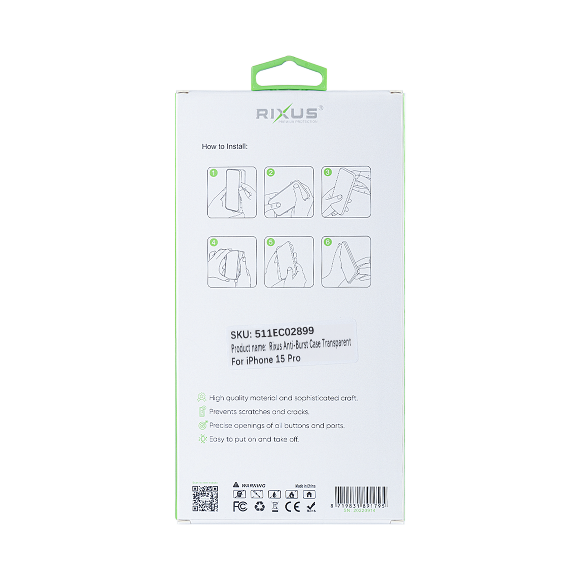 Capa anti-explosão Rixus For Apple iPhone 15 Pro Transparente