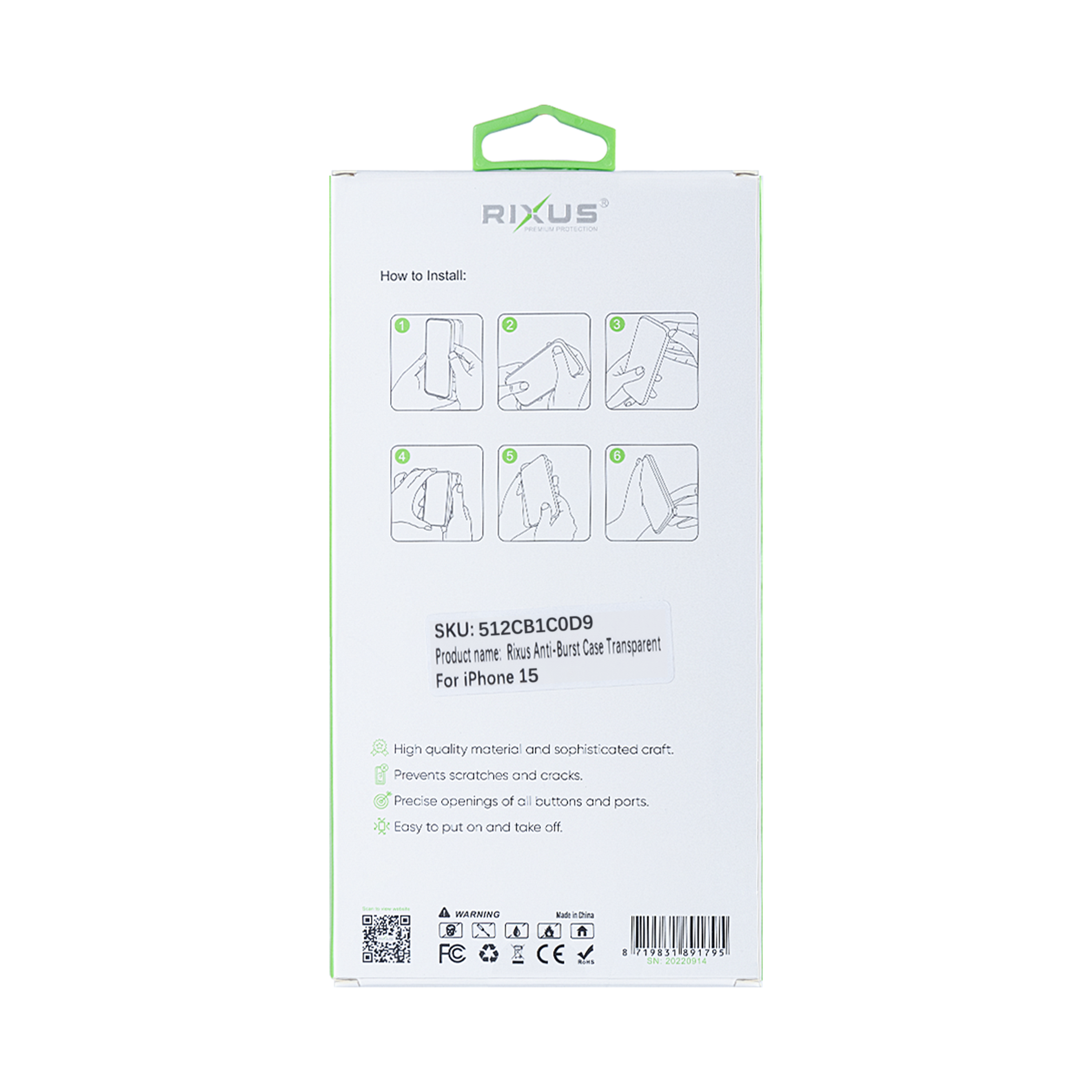 Capa anti-explosão Rixus For Apple iPhone 15 Transparente