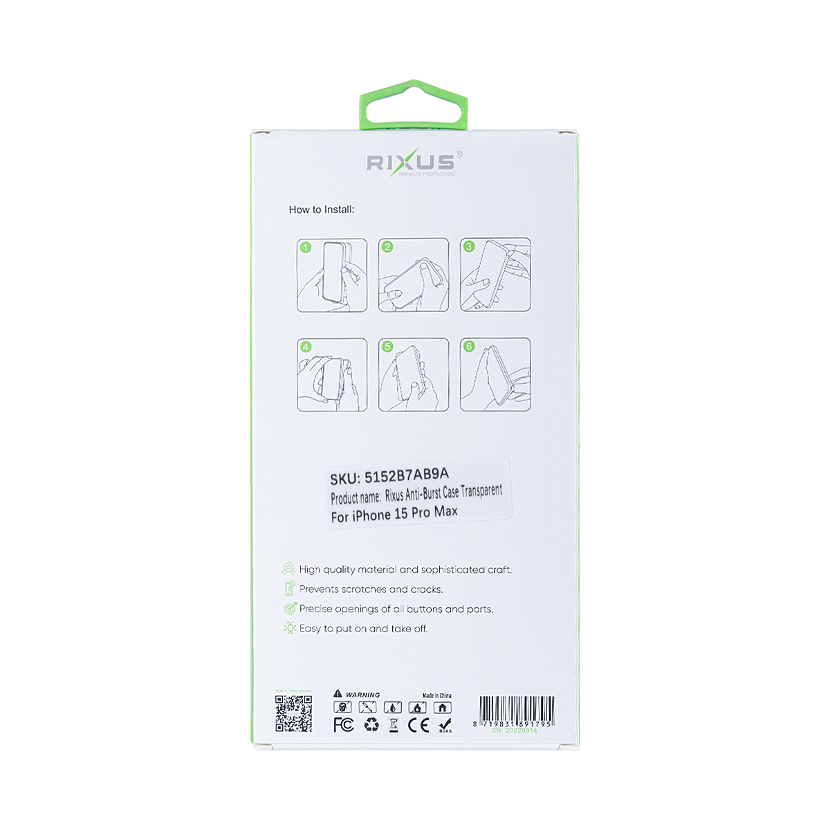 Capa anti-explosão Rixus For Apple iPhone 15 Pro Max Transparente