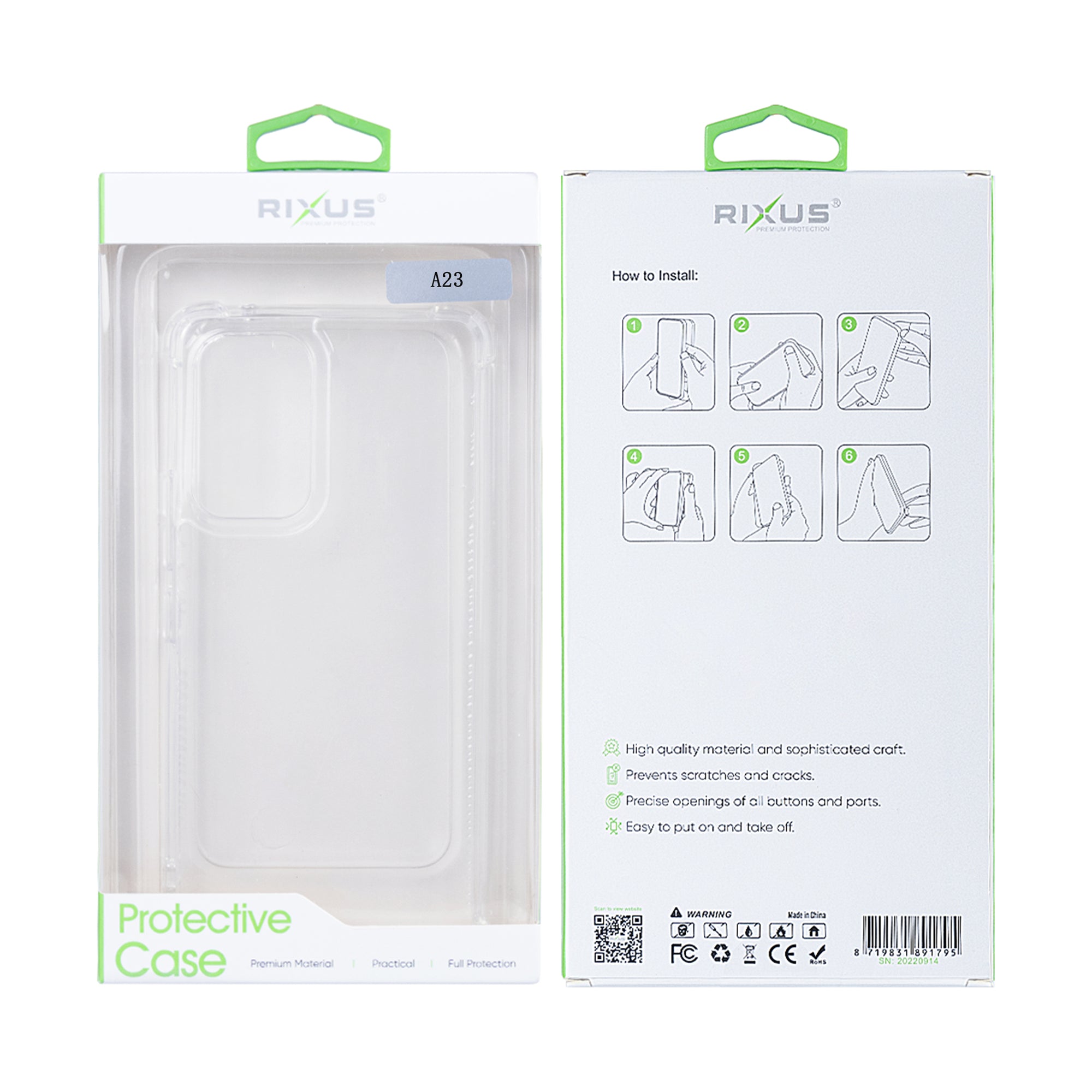 Capa Rixus Anti-Burst para Samsung Galaxy A23 Transparente