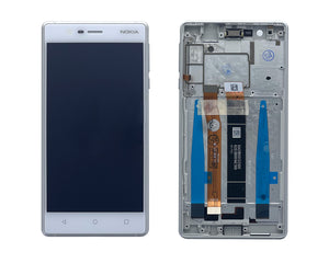 Nokia 3 Ecrã e digitalizador com moldura OEM branco