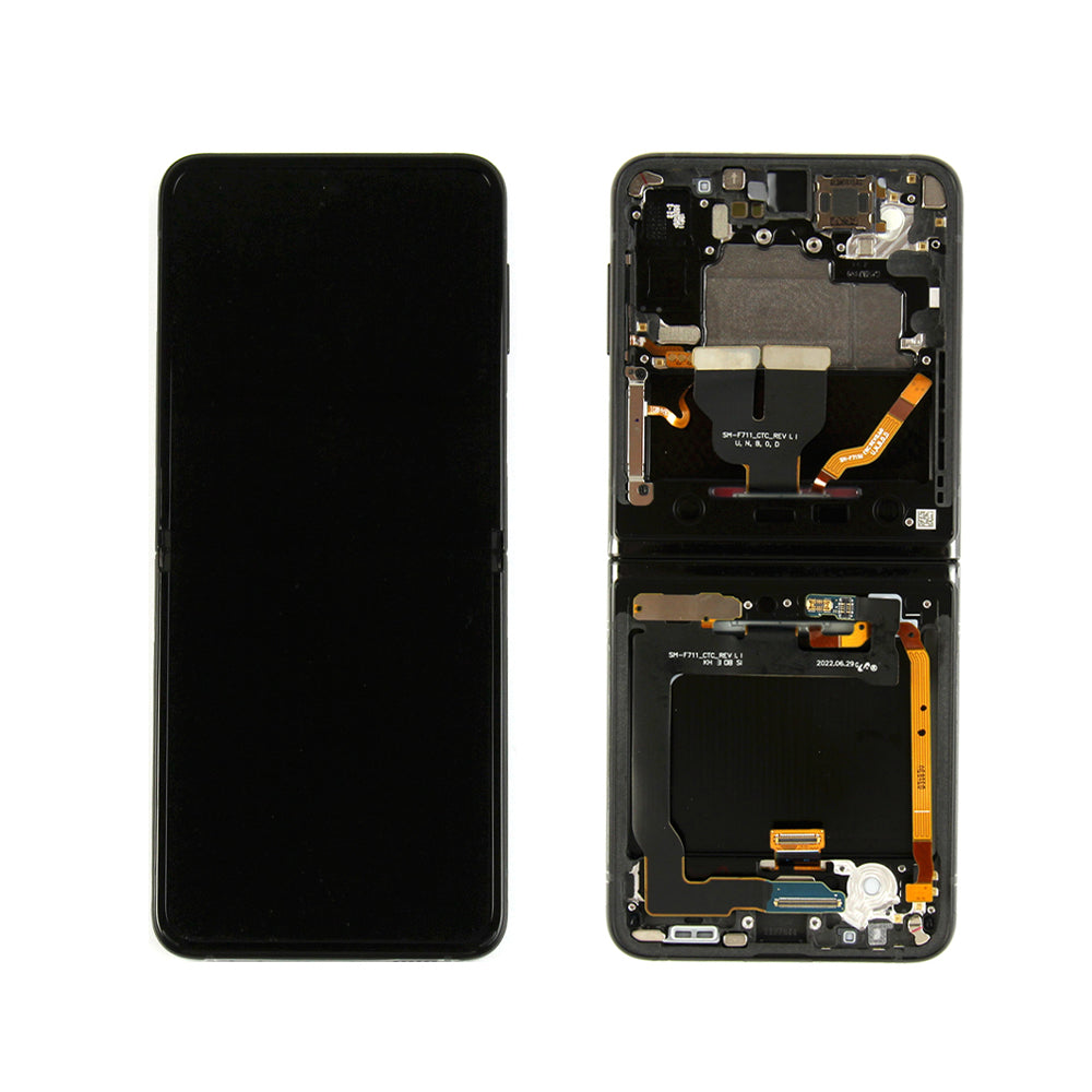 Samsung Galaxy Z Flip3 F711B Ecrã principal e digitalizador com moldura Phantom Black Service Pack
