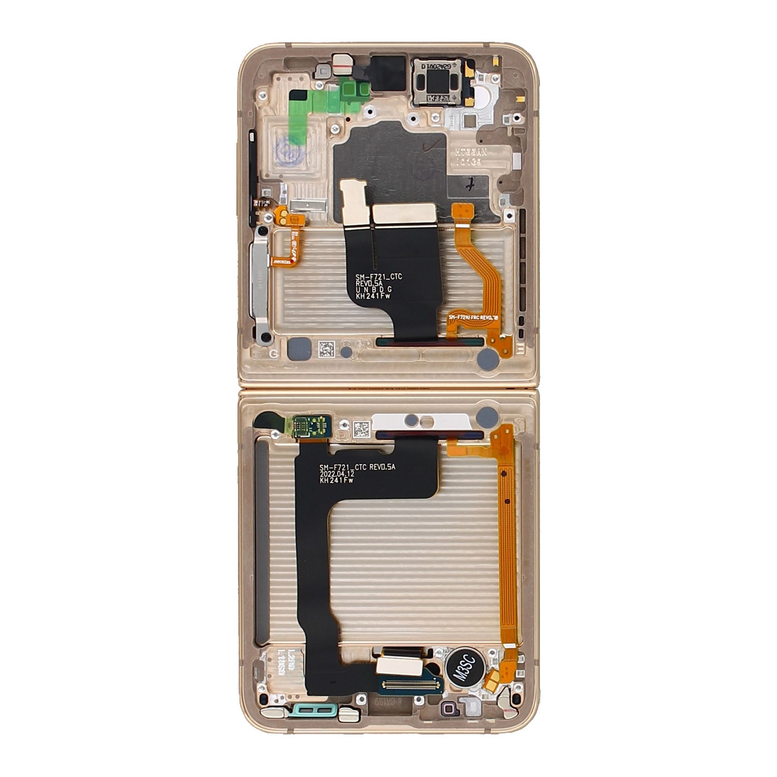 Samsung Galaxy Z Flip4 5G F721B Ecrã principal e digitalizador com moldura amarela Pacote de serviço