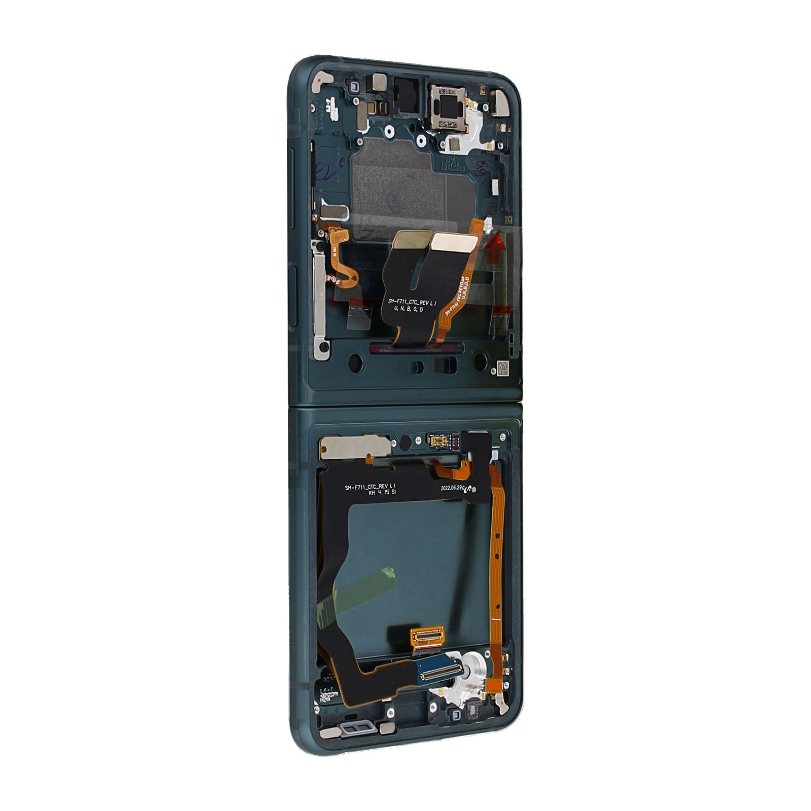 Samsung Galaxy Z Flip3 5G F711B Ecrã principal e digitalizador com moldura verde Pacote de serviço