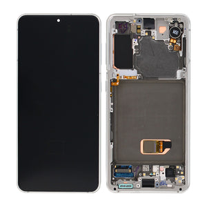 Samsung Galaxy S21 5G G991B Ecrã e digitalizador com moldura Pacote de assistência em branco fantasma