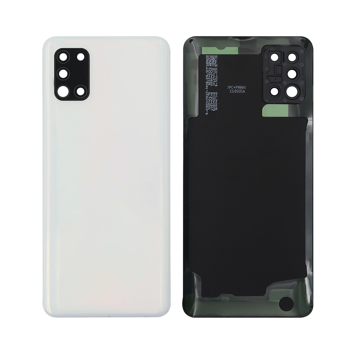 Capa traseira Samsung Galaxy A31 A315F com lente prisma esmagada branca OEM
