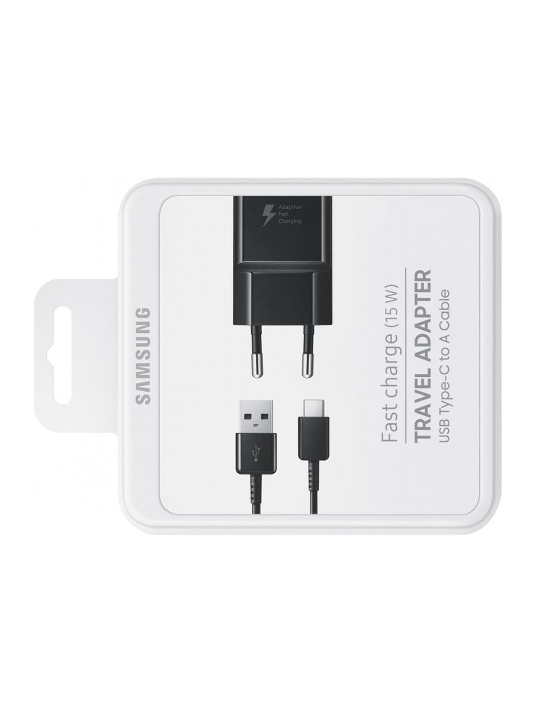 Samsung Fast Charger With USB-A To USB-C Cable 100cm 15W Black Original Retail Box