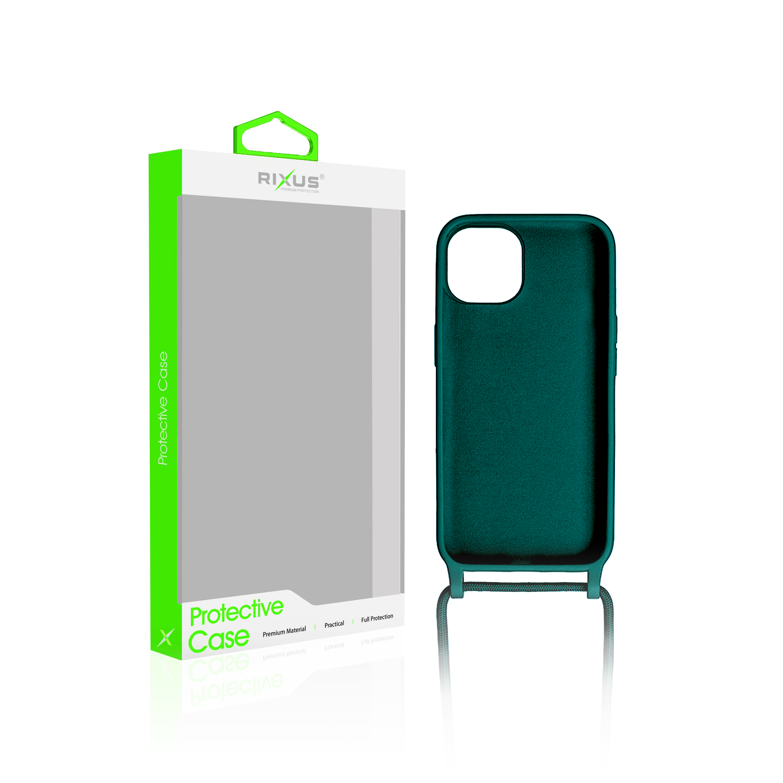 Capa TPU com fio For Apple colar da Rixus For Apple iPhone 15 Pro Verde Escuro