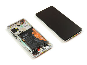 Ecrã e digitalizador Huawei P40 com moldura Ice White Service Pack