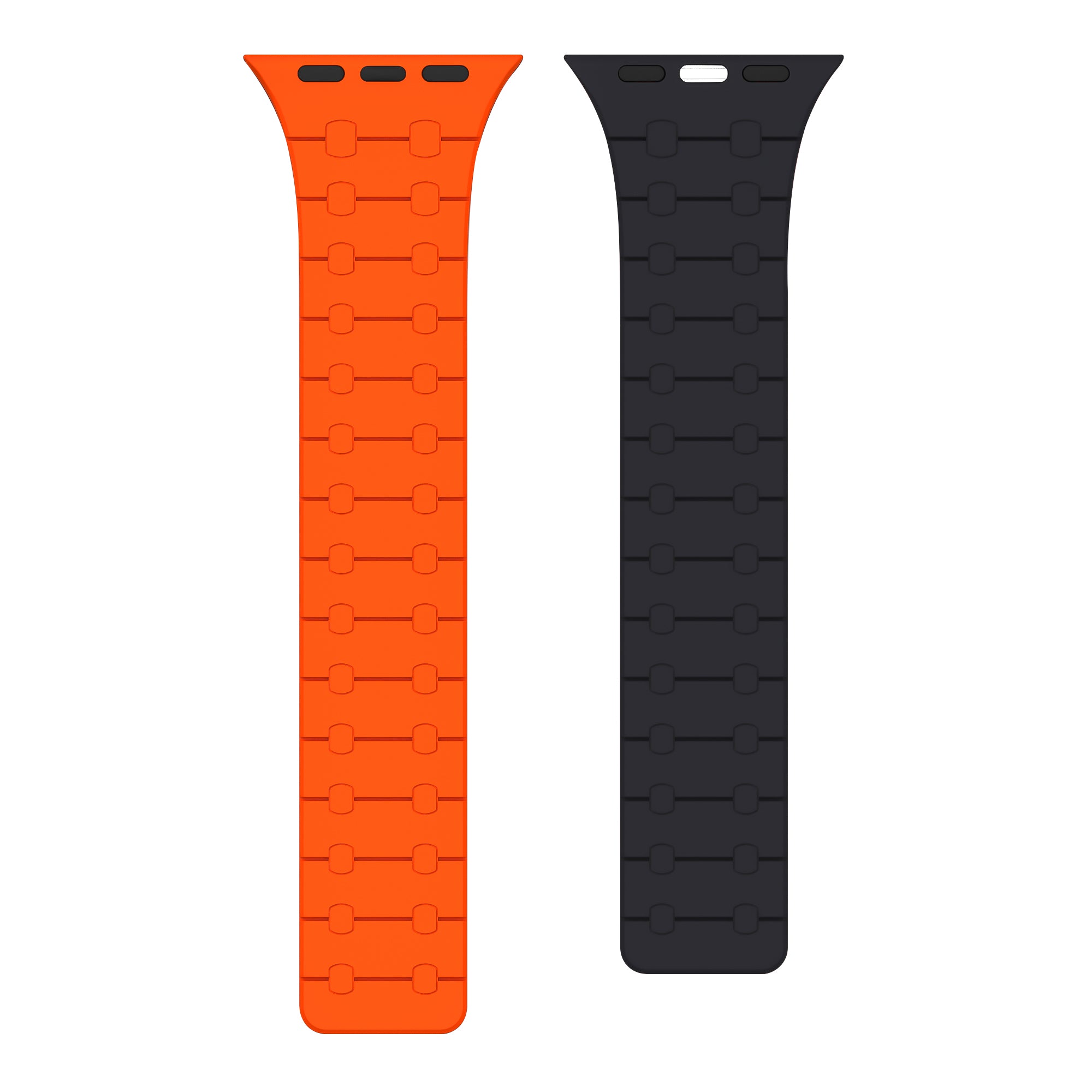 Pulseira de silicone magnética Rixus For Apple Watch 42 mm, 44 mm, 45 mm, 49 mm laranja e meia-noite