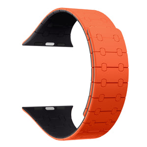 Pulseira de silicone magnética Rixus For Apple Watch 42 mm, 44 mm, 45 mm, 49 mm laranja e meia-noite