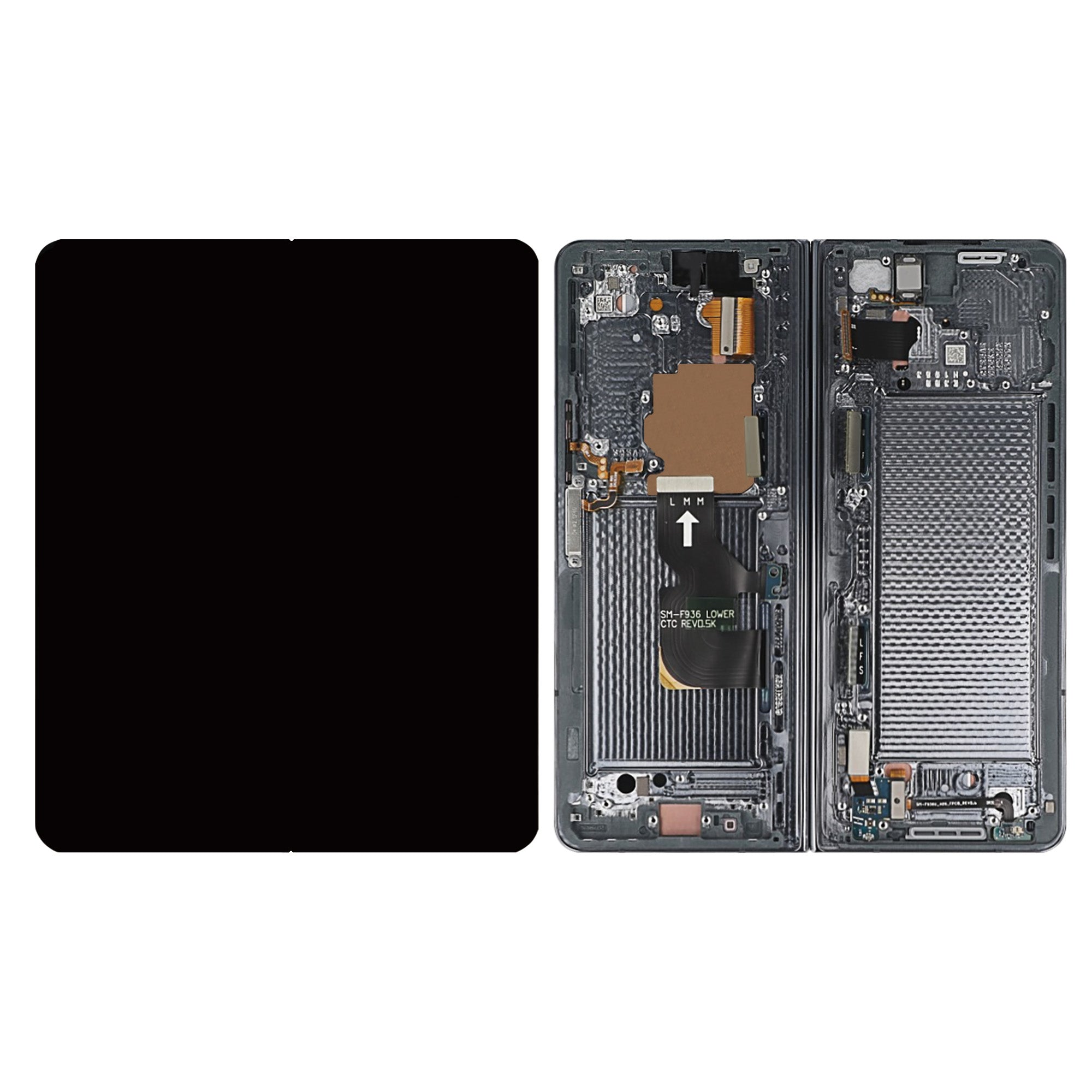 Samsung Galaxy Z Fold4 5G F936B Ecrã principal e digitalizador com moldura cinza-esverdeada Pacote de serviço