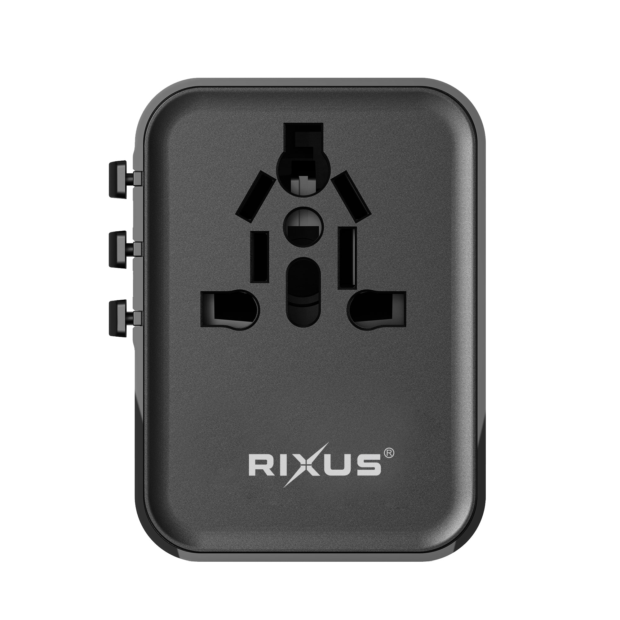 Rixus RX3425 Adaptador de Viagem Mundial 25W com 3 portas USB Preto