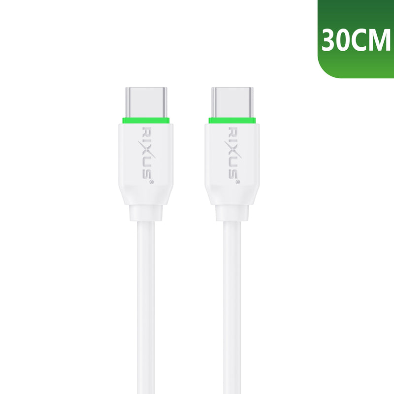 Cabo de carregamento rápido Rixus RXUC13C USB-C para USB-C 30cm Branco