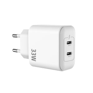 Rixus RXHC33D Adaptador de corrente duplo USB-C GaN 33W Branco