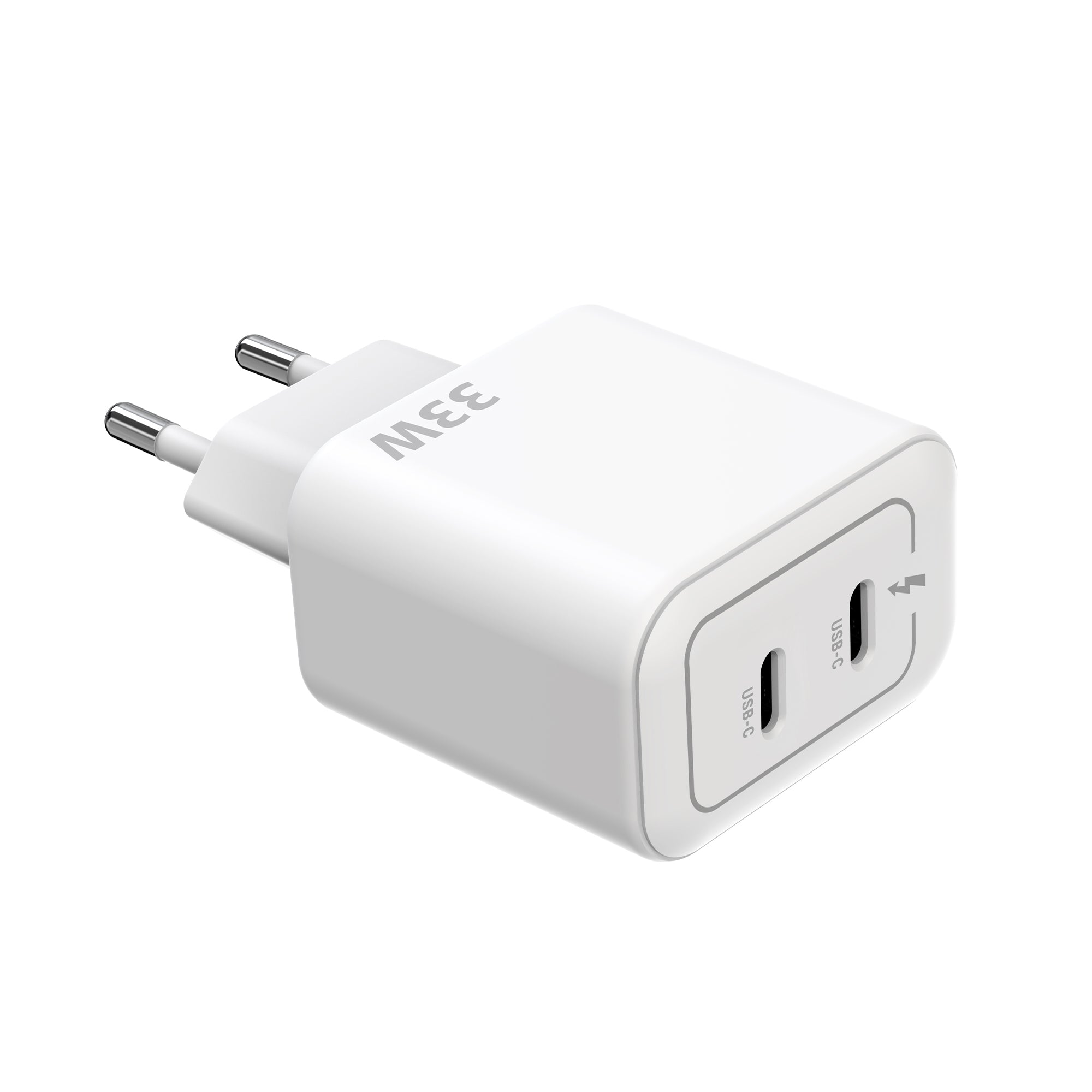 Rixus RXHC33D Adaptador de corrente duplo USB-C GaN 33W Branco