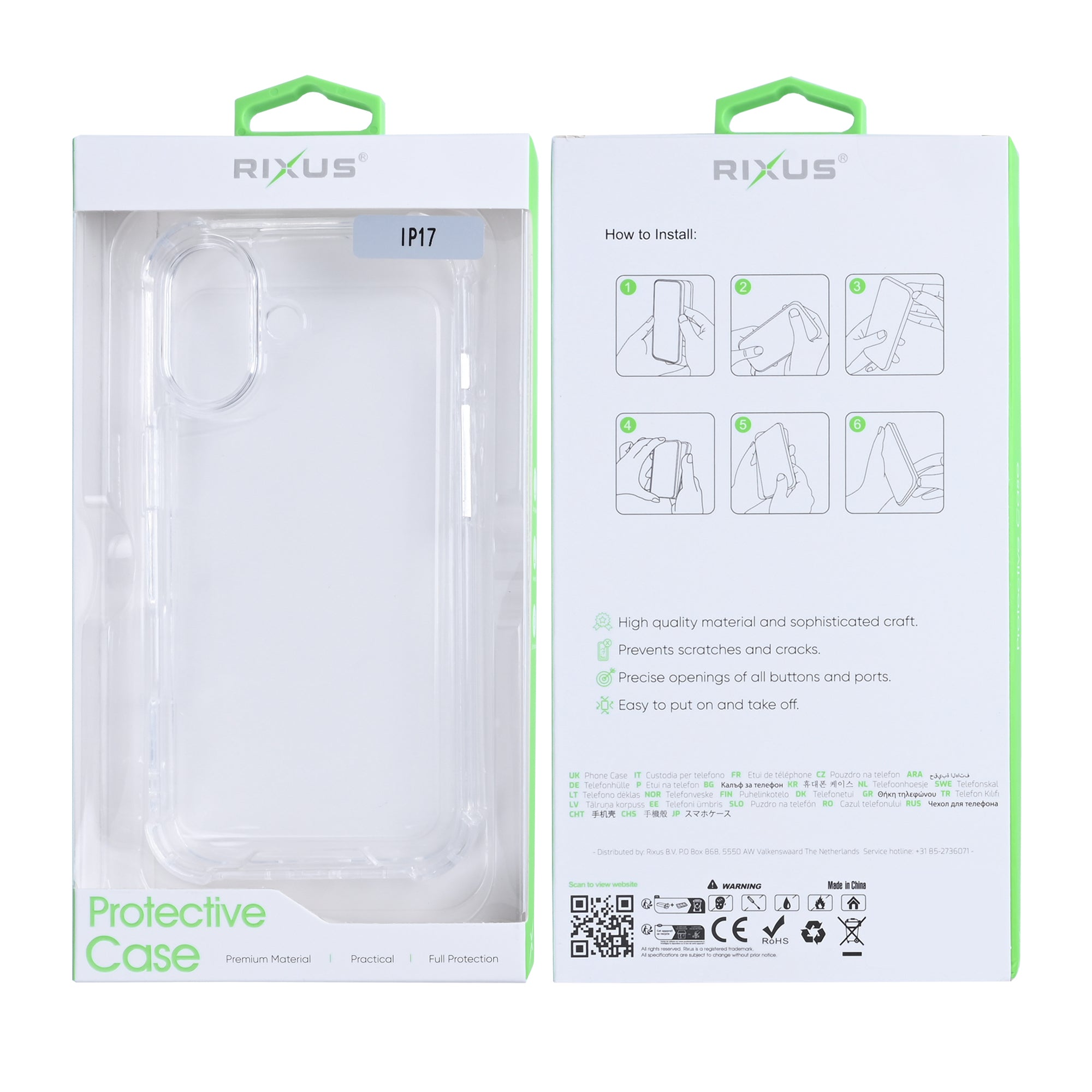 Capa anti-explosão Rixus For Apple iPhone 17 Transparente