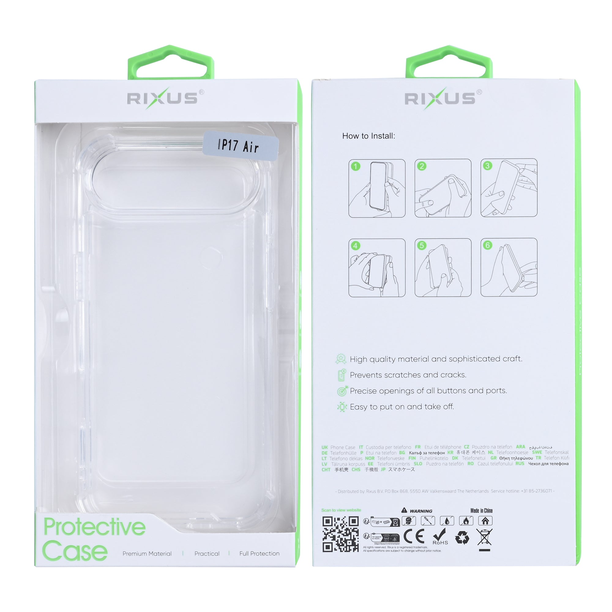 Capa anti-explosão Rixus For Apple iPhone 17 Air Transparente